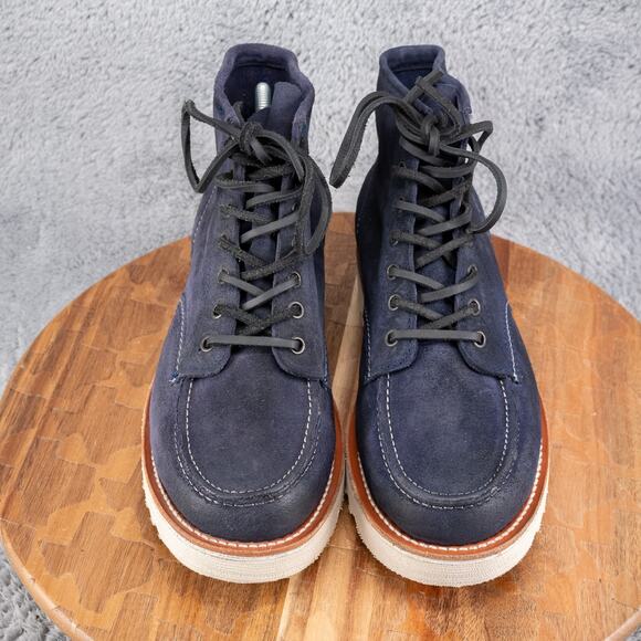 Freebird Lace Up Moc Toe Carbon Boots Men’s Size 8 Navy Suede - Picture 2 of 10